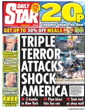 Daily Star (UK) Newspaper Front Page for 19 September 2016