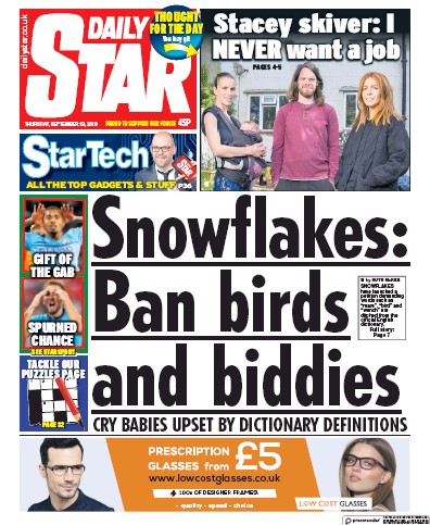 Daily Star Newspaper Front Page (UK) for 19 September 2019