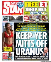 Daily Star (UK) Newspaper Front Page for 19 September 2020