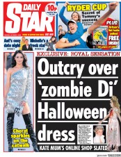 Daily Star (UK) Newspaper Front Page for 1 October 2018