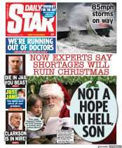 Daily Star (UK) Newspaper Front Page for 1 October 2021