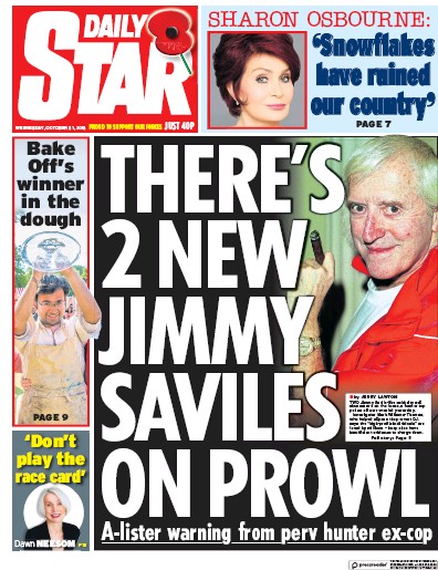 Daily Star Newspaper Front Page (UK) for 1 November 2018