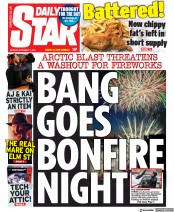 Daily Star (UK) Newspaper Front Page for 1 November 2021