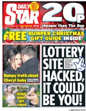 Daily Star (UK) Newspaper Front Page for 1 December 2016
