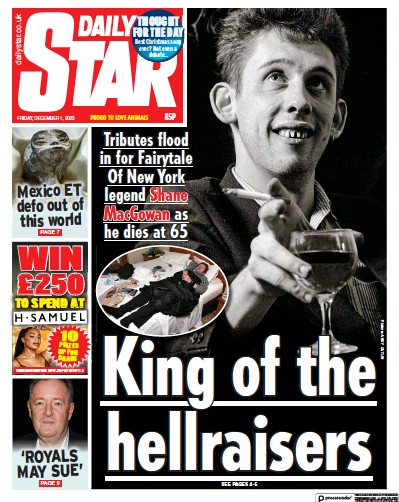 Daily Star Newspaper Front Page (UK) for 1 December 2023