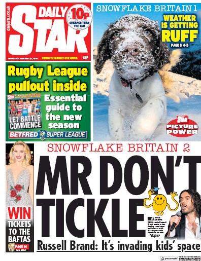 Daily Star Newspaper Front Page (UK) for 1 February 2019