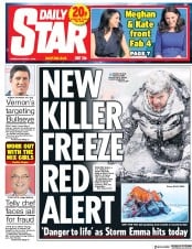 Daily Star (UK) Newspaper Front Page for 1 March 2018