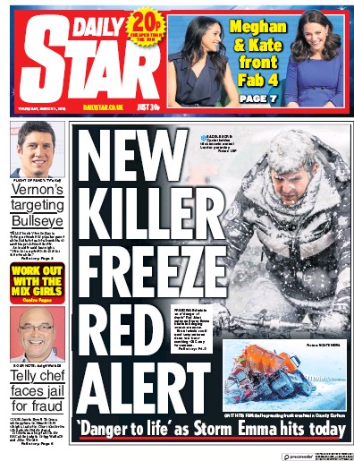 Daily Star Newspaper Front Page (UK) for 1 March 2018