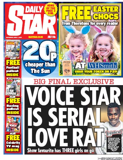 Daily Star Newspaper Front Page (UK) for 1 April 2017