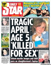 Daily Star (UK) Newspaper Front Page for 1 May 2013