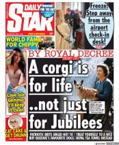 Daily Star (UK) Newspaper Front Page for 1 June 2022