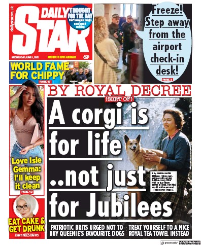 Daily Star Newspaper Front Page (UK) for 1 June 2022