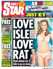 Daily Star (UK) Newspaper Front Page for 1 July 2017