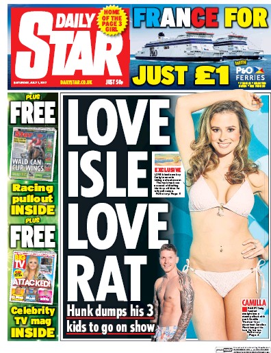 Daily Star Newspaper Front Page (UK) for 1 July 2017