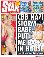 Daily Star (UK) Newspaper Front Page for 1 September 2015