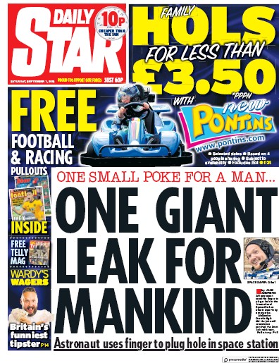 Daily Star Newspaper Front Page (UK) for 1 September 2018