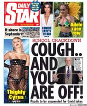 Daily Star (UK) Newspaper Front Page for 1 September 2020