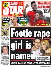Daily Star (UK) Newspaper Front Page for 20 October 2014