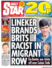 Daily Star (UK) Newspaper Front Page for 20 October 2016