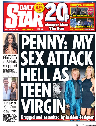 Daily Star Newspaper Front Page (UK) for 20 October 2017