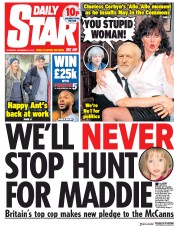 Daily Star (UK) Newspaper Front Page for 20 December 2018