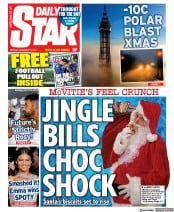 Daily Star (UK) Newspaper Front Page for 20 December 2021