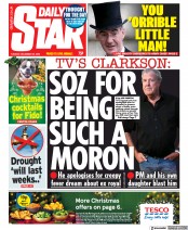 Daily Star (UK) Newspaper Front Page for 20 December 2022