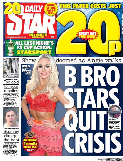 Daily Star Newspaper Front Page (UK) for 20 January 2016