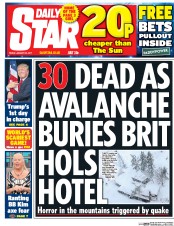 Daily Star (UK) Newspaper Front Page for 20 January 2017
