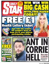 Daily Star (UK) Newspaper Front Page for 20 January 2018