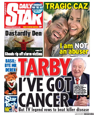 Daily Star Newspaper Front Page (UK) for 20 February 2020