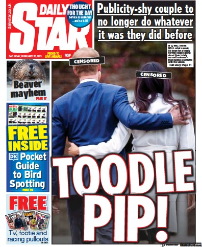 Daily Star Newspaper Front Page (UK) for 20 February 2021