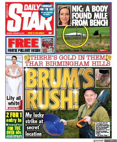 Daily Star Newspaper Front Page (UK) for 20 February 2023