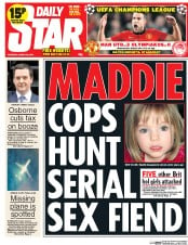 Daily Star (UK) Newspaper Front Page for 20 March 2014