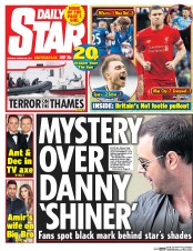 Daily Star (UK) Newspaper Front Page for 20 March 2017