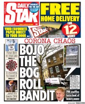 Daily Star (UK) Newspaper Front Page for 20 March 2020