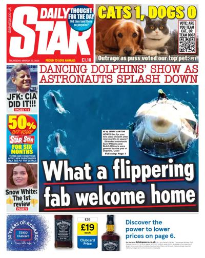 Daily Star Newspaper Front Page (UK) for 20 March 2025