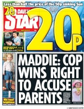 Daily Star (UK) Newspaper Front Page for 20 April 2016