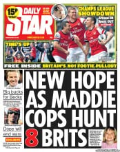 Daily Star Newspaper Front Page (UK) for 20 May 2013