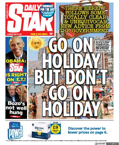 Daily Star Newspaper Front Page (UK) for 20 May 2021