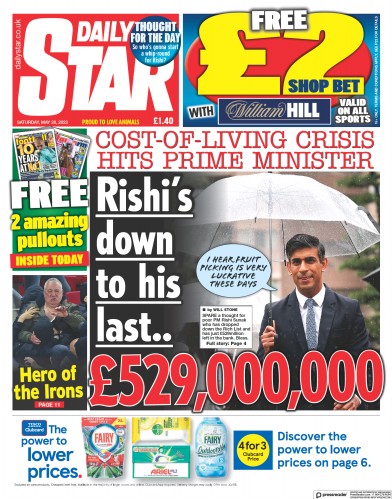 Daily Star Newspaper Front Page (UK) for 20 May 2023