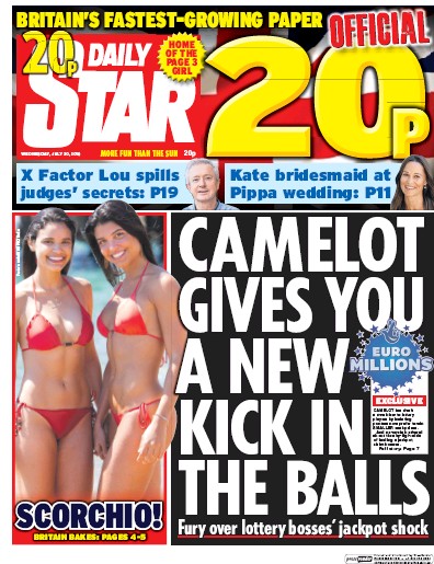 Daily Star Newspaper Front Page (UK) for 20 July 2016