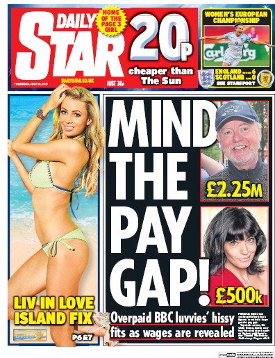 Daily Star Newspaper Front Page (UK) for 20 July 2017