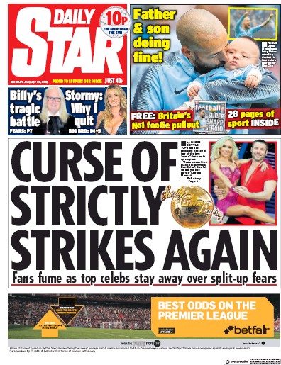 Daily Star Newspaper Front Page (UK) for 20 August 2018