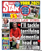 Daily Star (UK) Newspaper Front Page for 20 August 2021