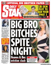 Daily Star (UK) Newspaper Front Page for 20 September 2011