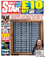 Daily Star front page for 20 September 2023