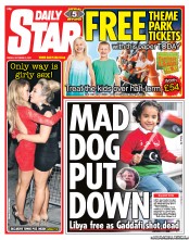 Daily Star (UK) Newspaper Front Page for 21 October 2011