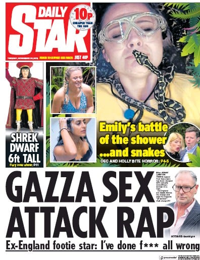 Daily Star Newspaper Front Page (UK) for 21 November 2018