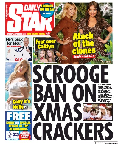 Daily Star Newspaper Front Page (UK) for 21 November 2019